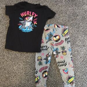 Hurley Kids Black and Gray Shark Print Set